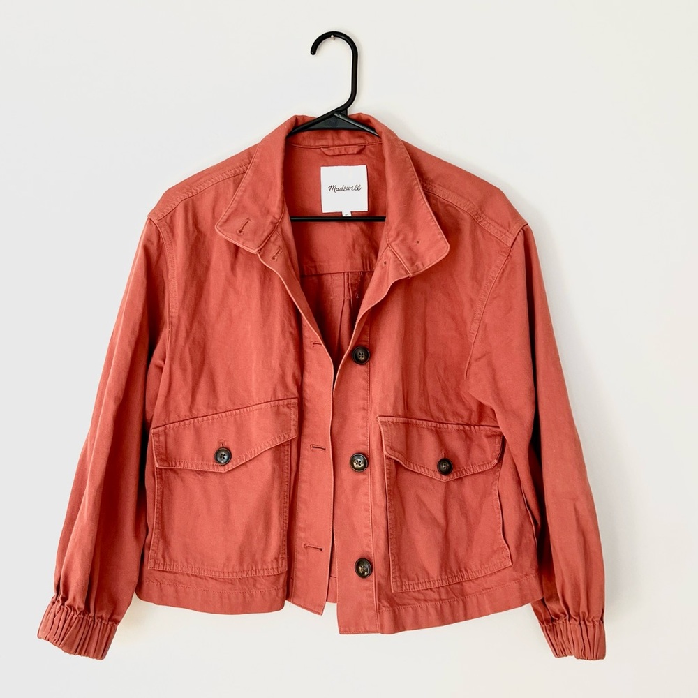 Madewell Cropped Chore Jacket Coral